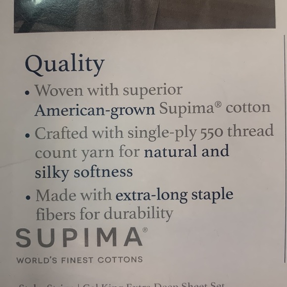 2 white striped NEW king pillowcases 550 thread count Damask Supima cotton - Picture 4 of 5